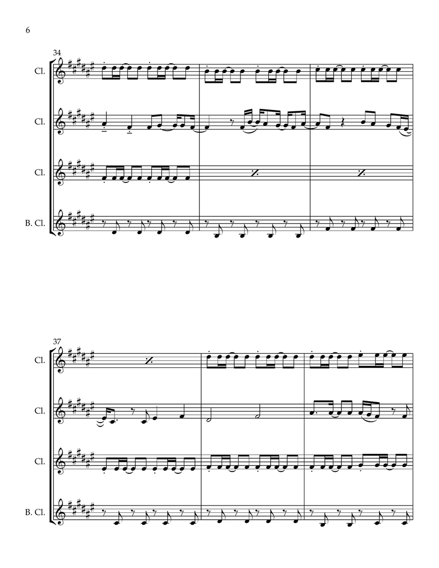 Hey, Soul Sister Hey, Soul Sister Clarinet Quartet scores gallery preview page 6