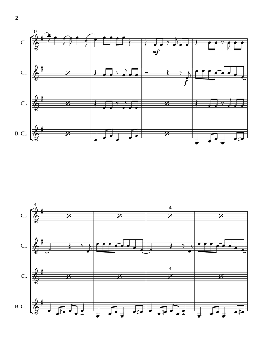 Honey, Honey Honey, Honey Clarinet Quartet scores gallery preview page 2