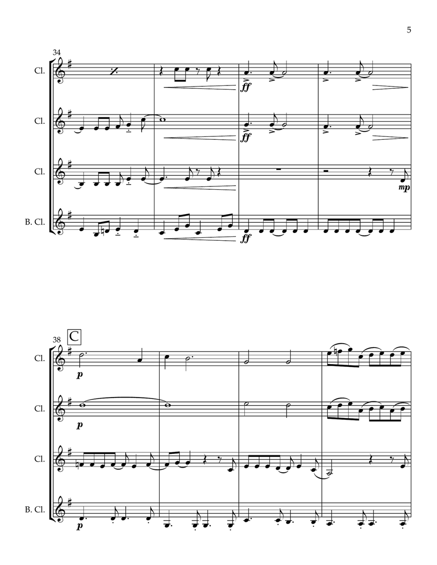 Honey, Honey Honey, Honey Clarinet Quartet scores gallery preview page 5