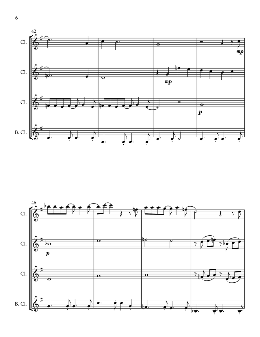 Honey, Honey Honey, Honey Clarinet Quartet scores gallery preview page 6