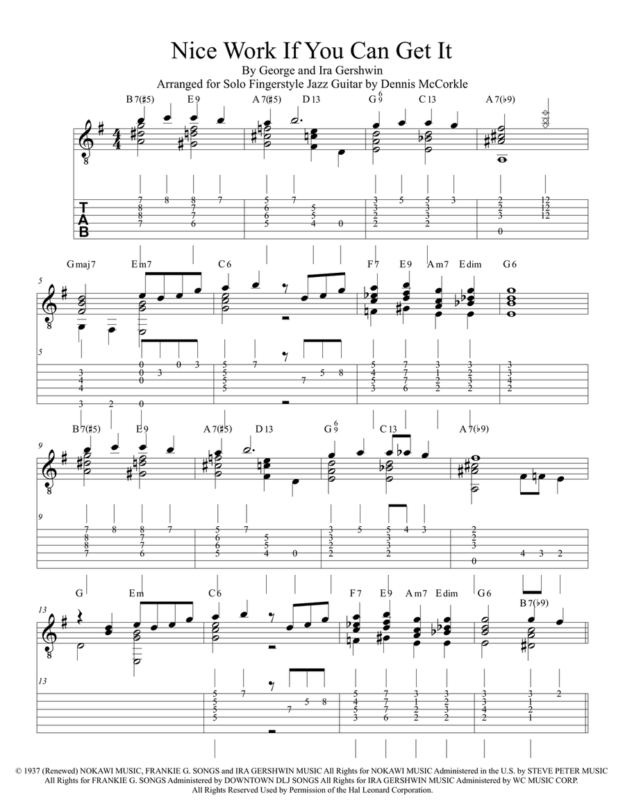 Nice Work If You Can Get It Electric Guitar scores gallery preview page 1