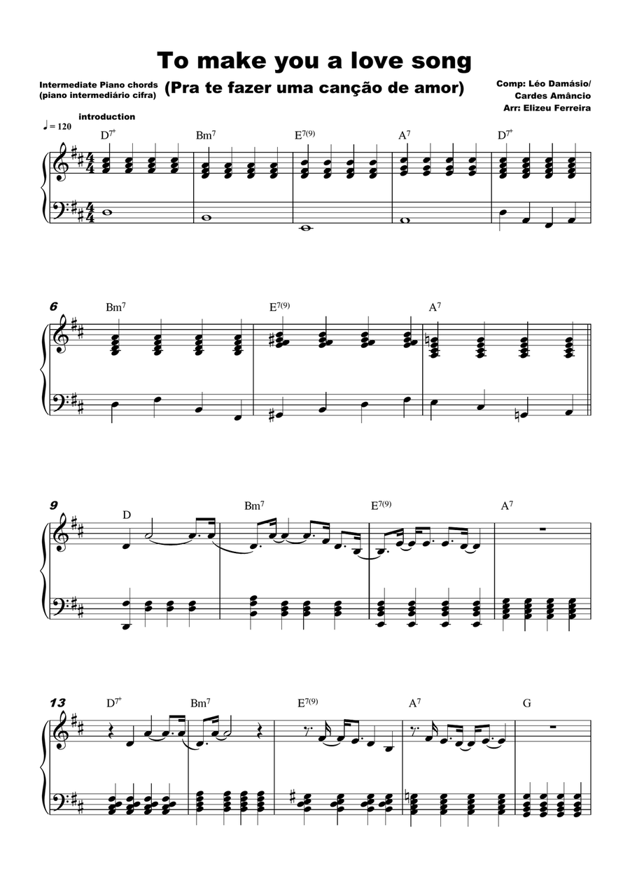 To make you a love song To make you a love song Piano Solo scores gallery preview page 1