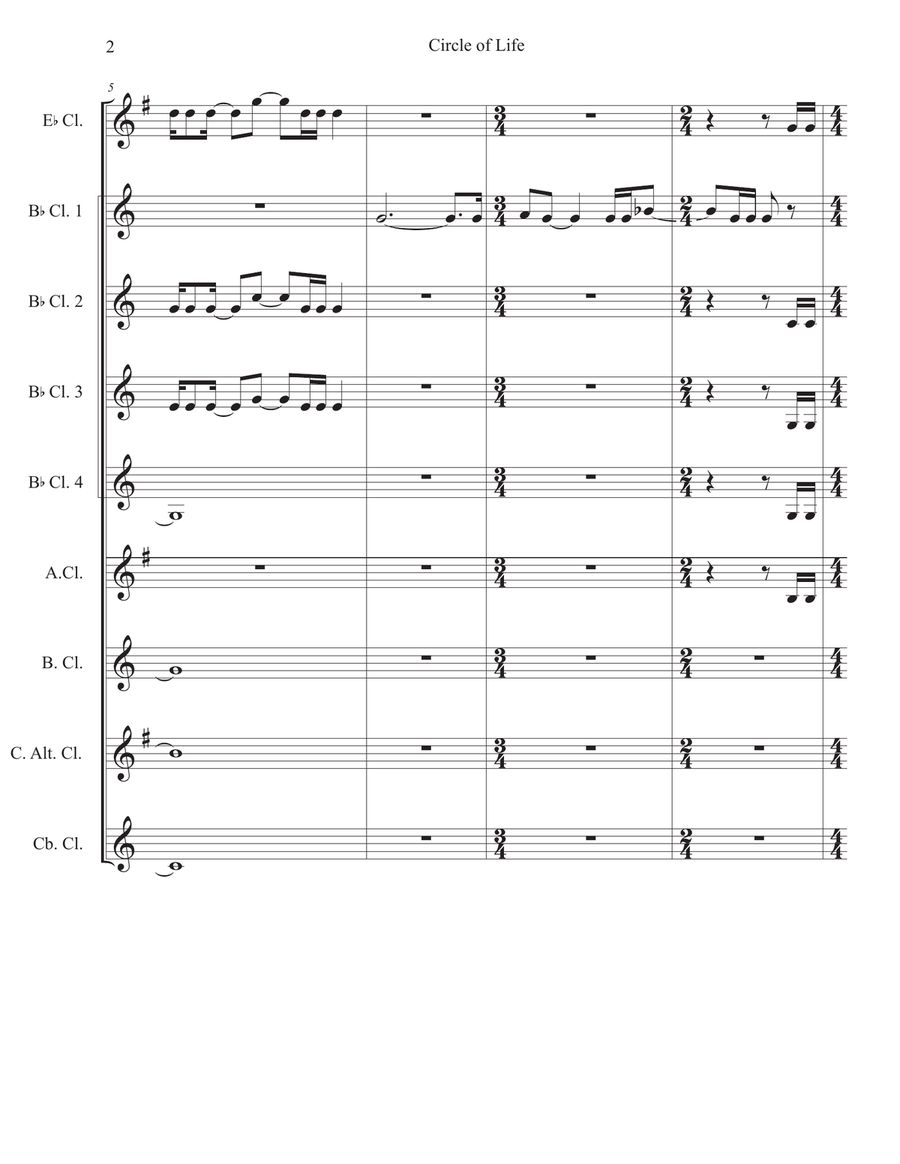 Circle of Life Circle of Life Clarinet Choir scores gallery preview page 2