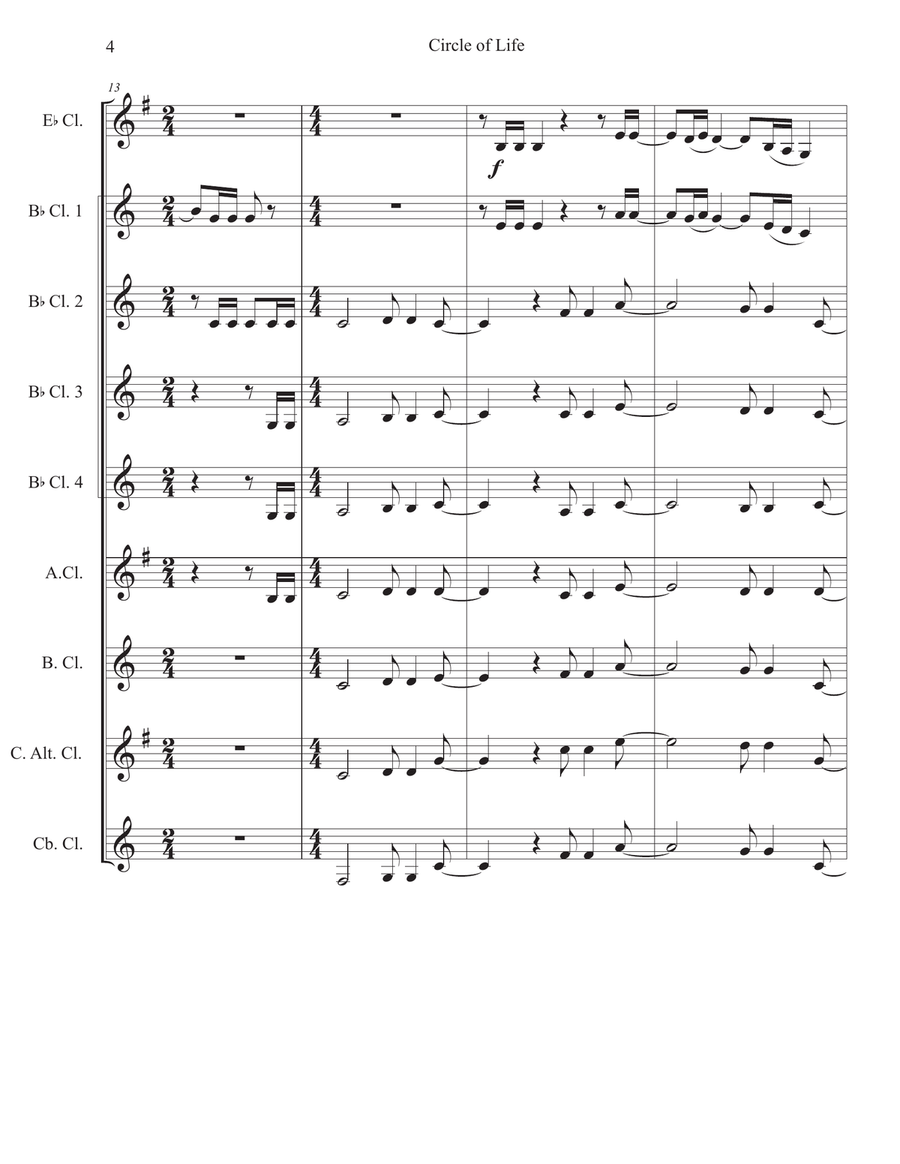 Circle of Life Circle of Life Clarinet Choir scores gallery preview page 4