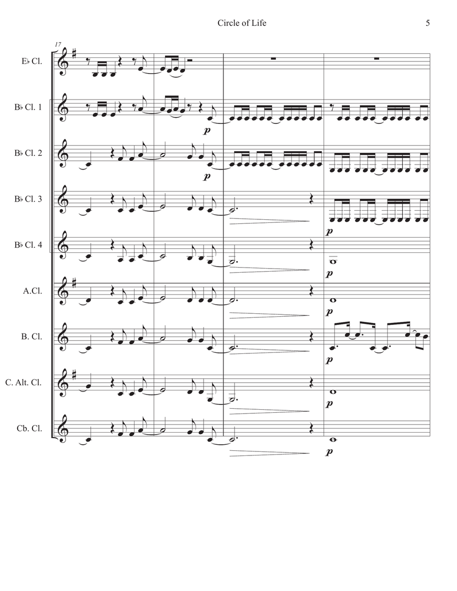 Circle of Life Circle of Life Clarinet Choir scores gallery preview page 5
