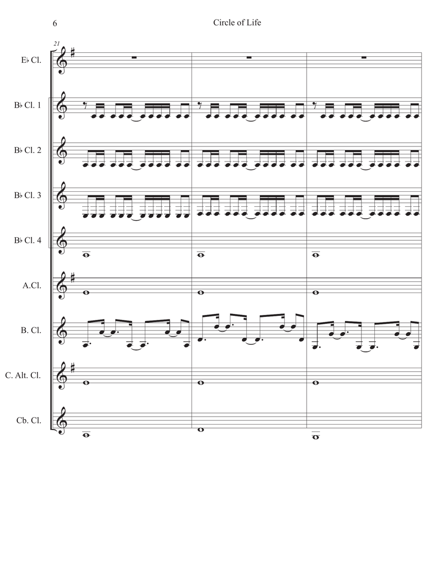 Circle of Life Circle of Life Clarinet Choir scores gallery preview page 6