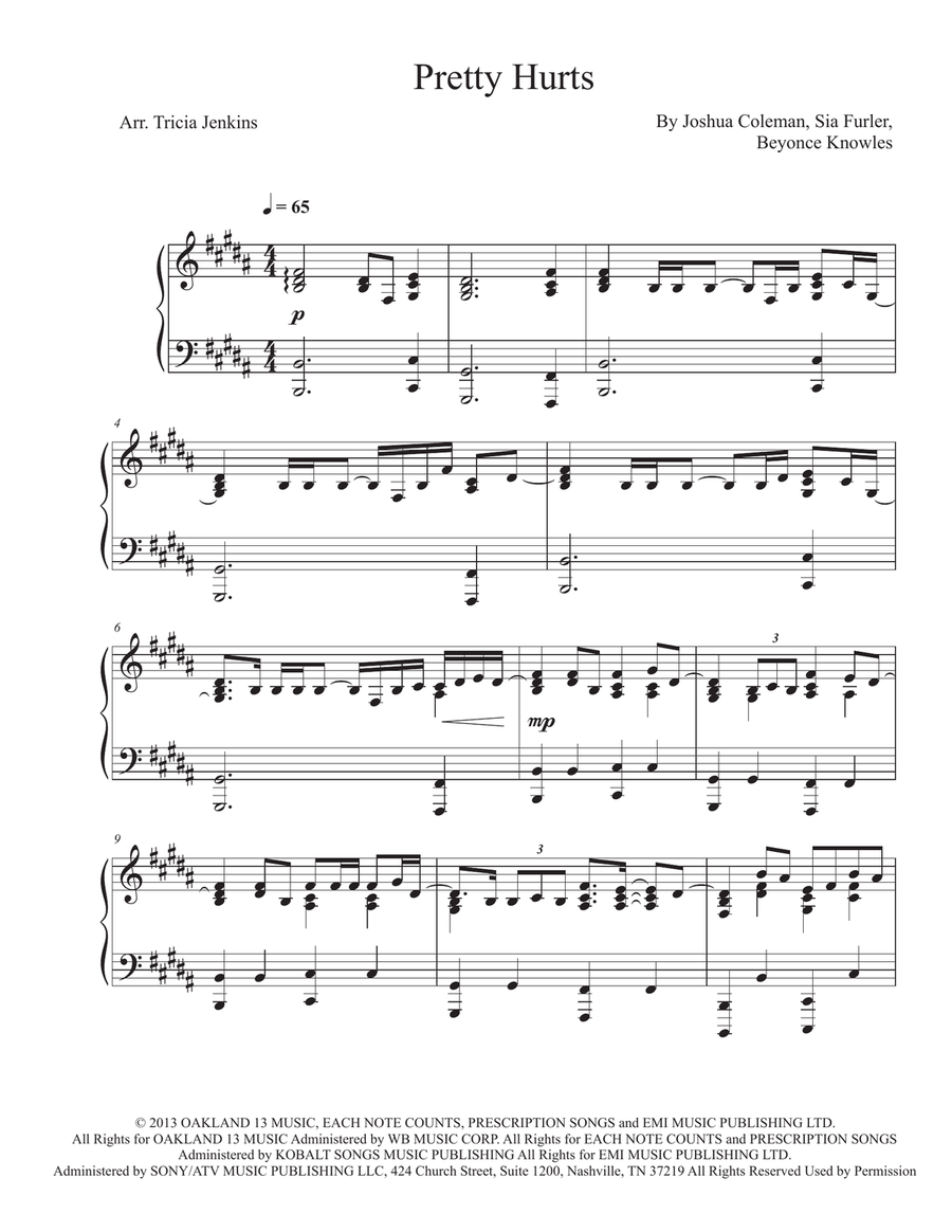 Pretty Hurts Pretty Hurts Piano Solo scores gallery preview page 1