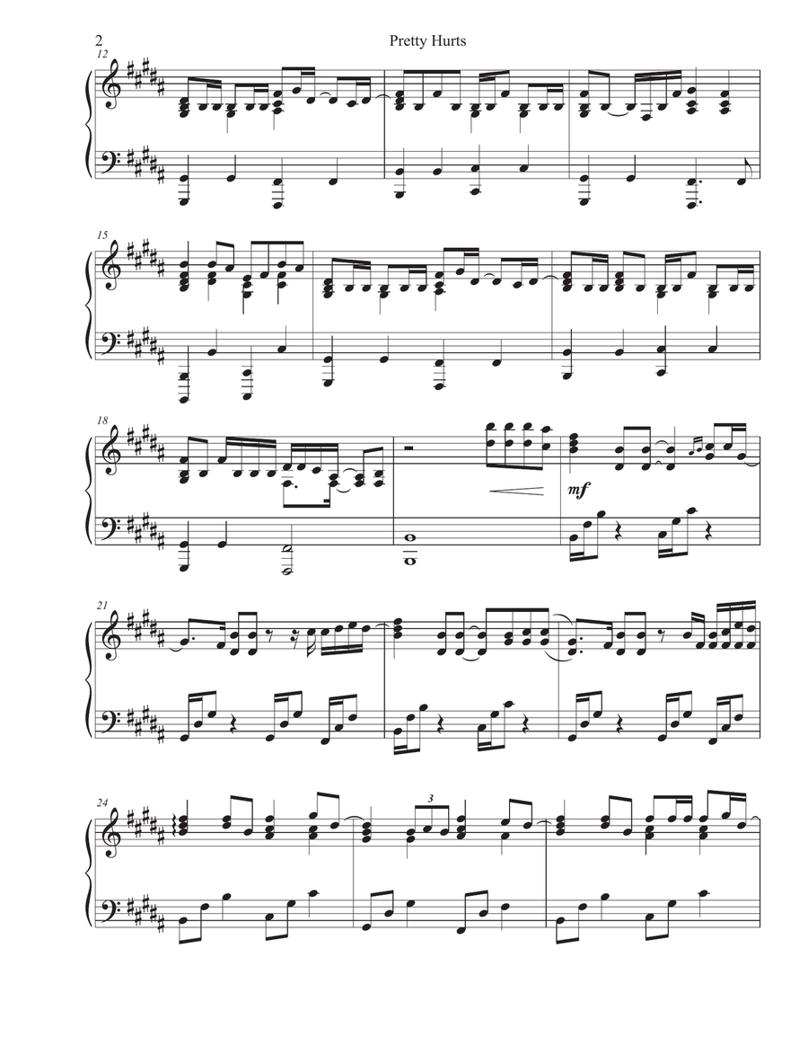 Pretty Hurts Pretty Hurts Piano Solo scores gallery preview page 2