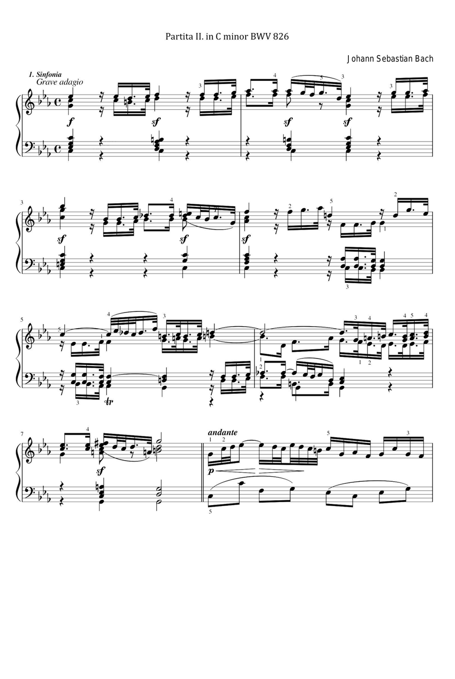 Partita No.2 BWV 826 in C minor - Johann Sebastian Bach Piano Solo scores gallery preview page 1