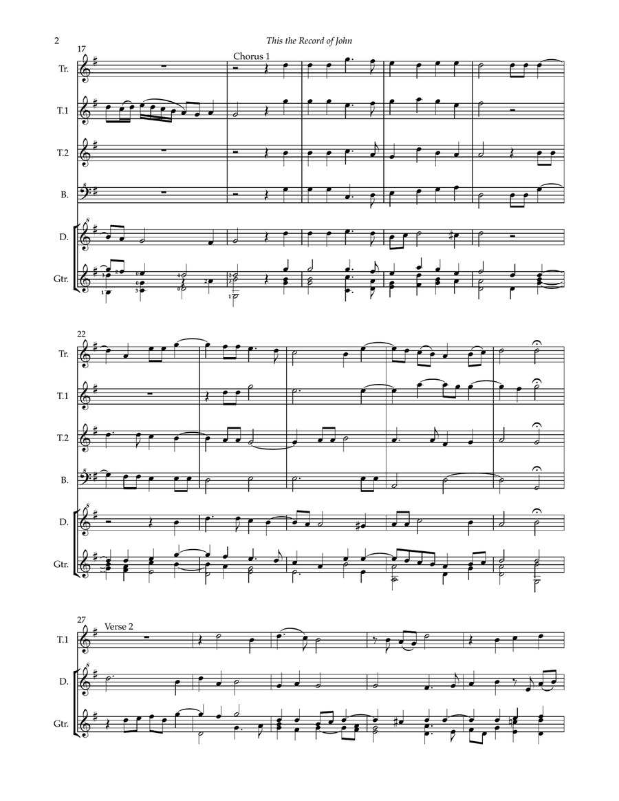 This is the Record of John by Orlando Gibbons for recorder ensemble and guitar Guitar Ensemble scores gallery preview page 4