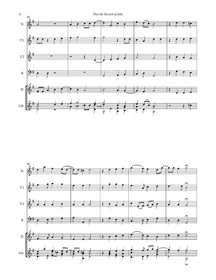 This is the Record of John by Orlando Gibbons for recorder ensemble and guitar Guitar Ensemble scores gallery preview page 6