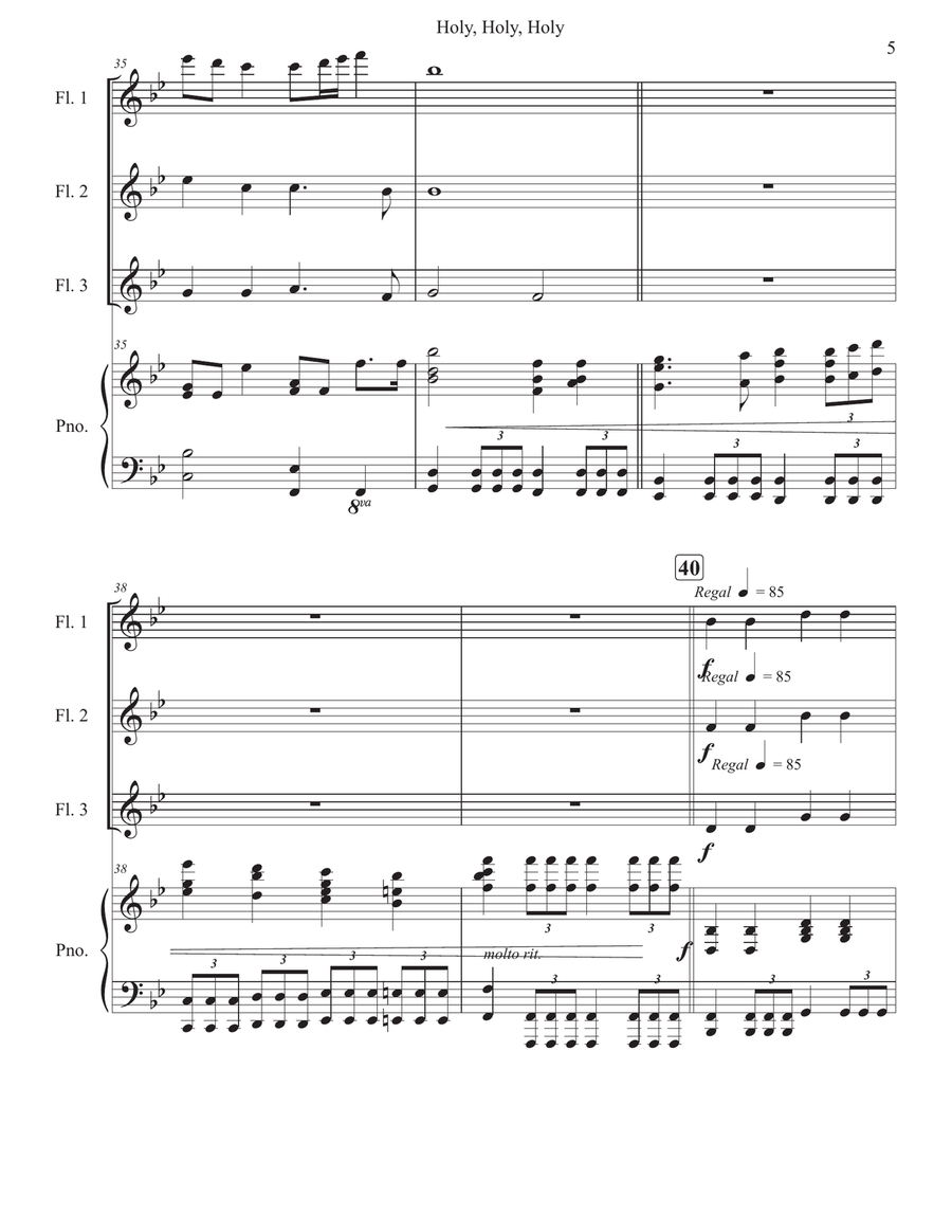 Holy, Holy, Holy Holy, Holy, Holy Woodwind Trio scores gallery preview page 5