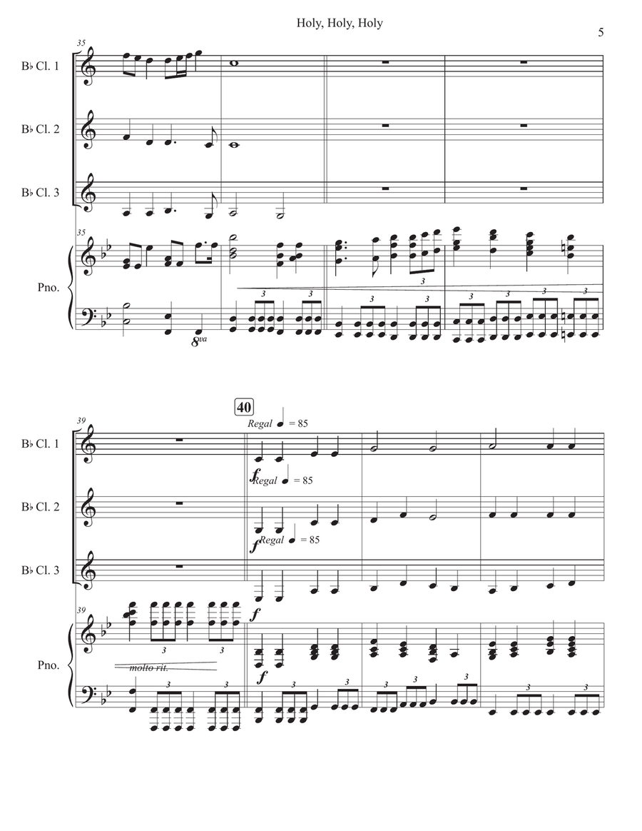 Holy, Holy, Holy Holy, Holy, Holy Woodwind Trio scores gallery preview page 5