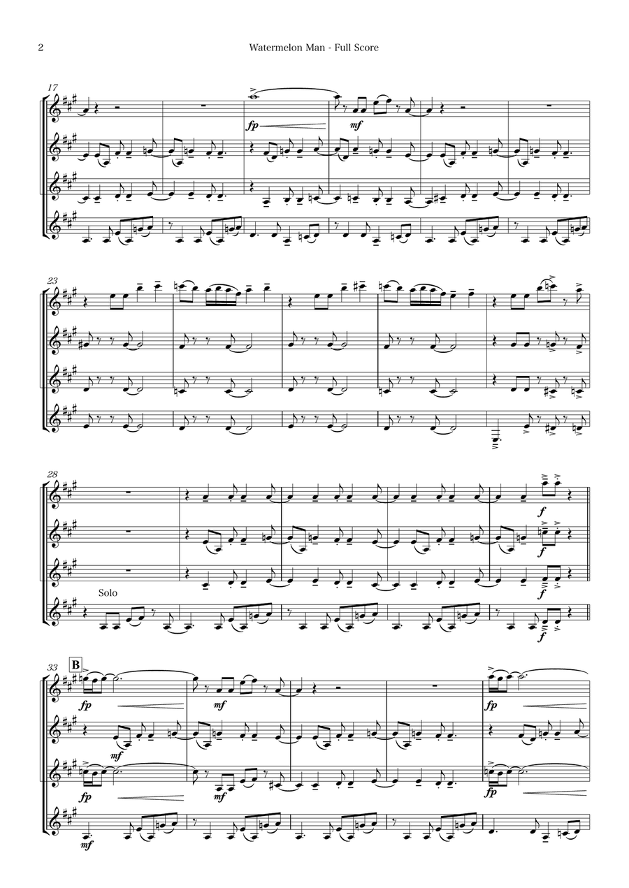 Watermelon Man Watermelon Man Clarinet Quartet scores gallery preview page 2