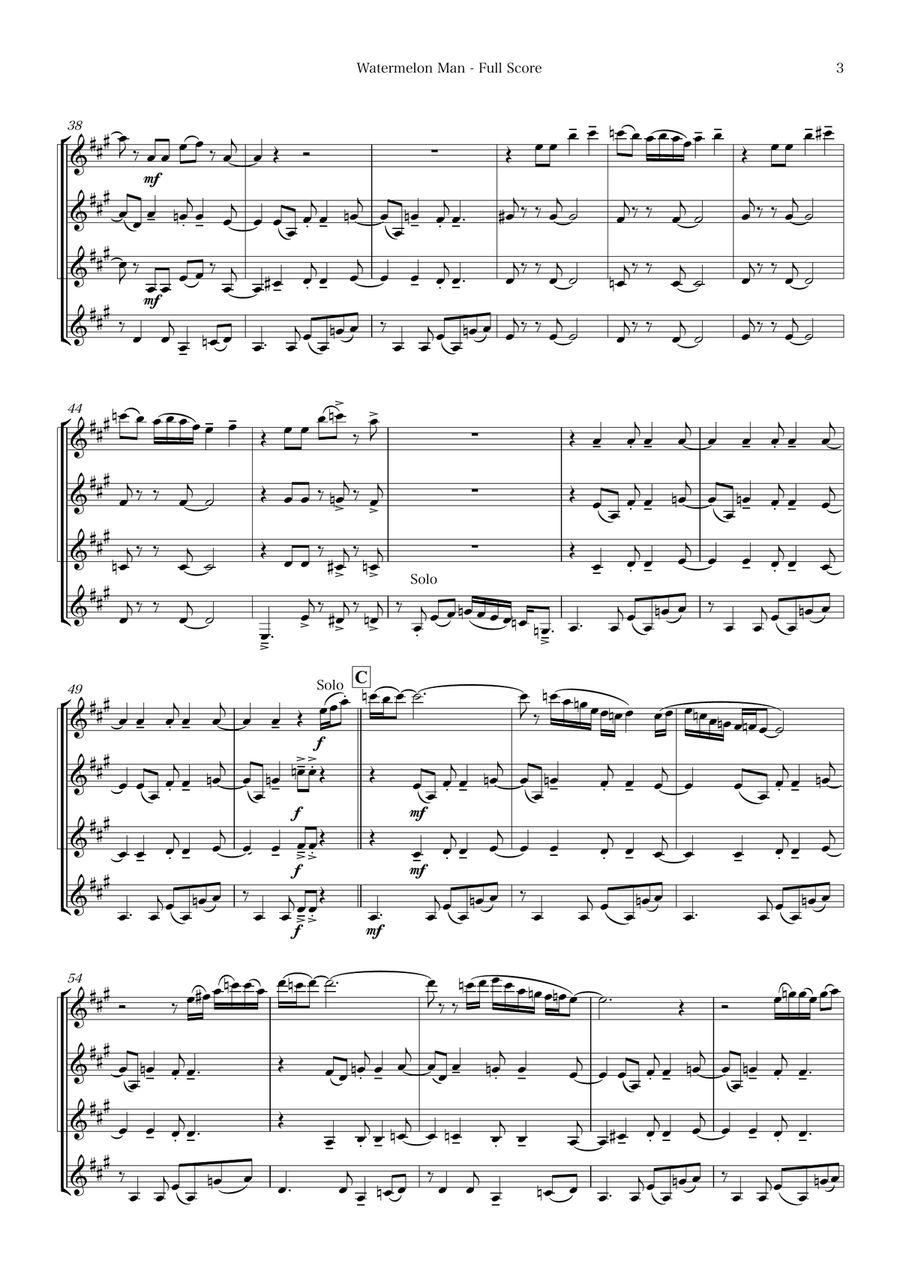 Watermelon Man Watermelon Man Clarinet Quartet scores gallery preview page 3