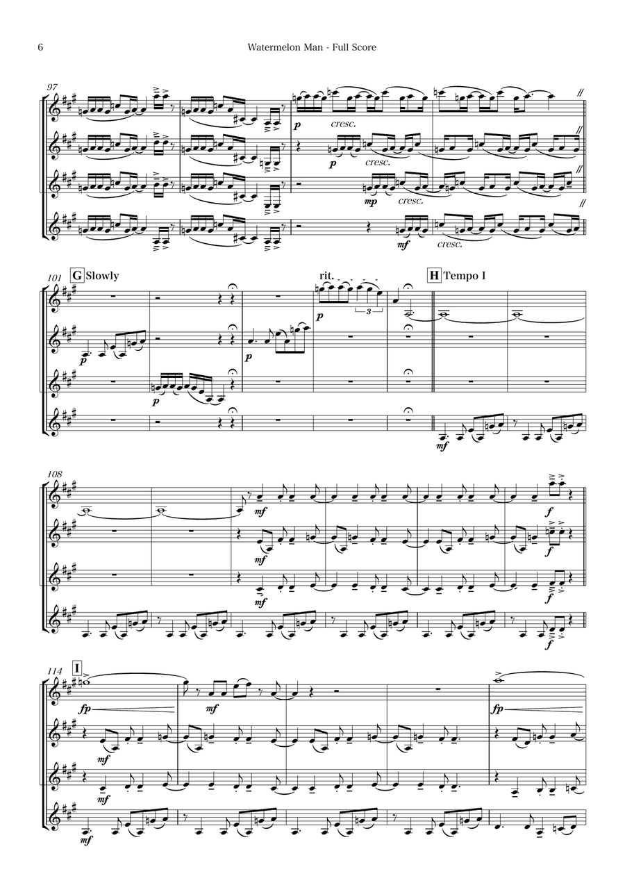 Watermelon Man Watermelon Man Clarinet Quartet scores gallery preview page 6