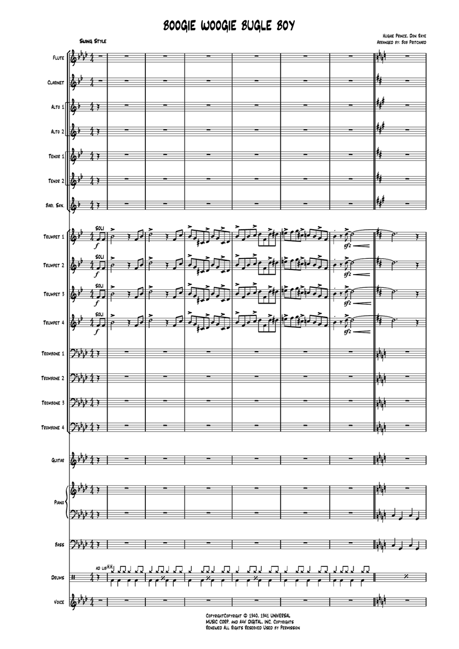 Boogie Woogie Bugle Boy Boogie Woogie Bugle Boy Jazz Ensemble scores gallery preview page 2