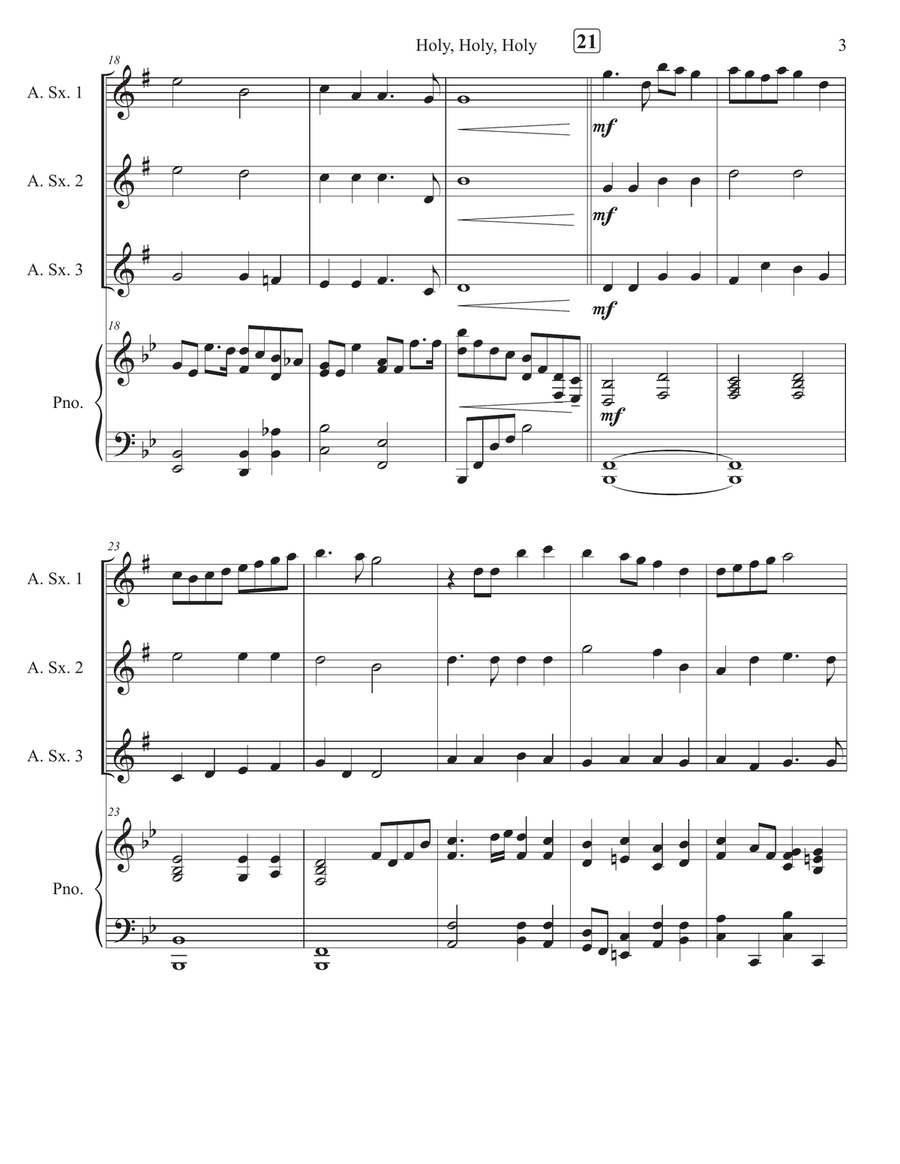 Holy, Holy, Holy Holy, Holy, Holy Woodwind Trio scores gallery preview page 3
