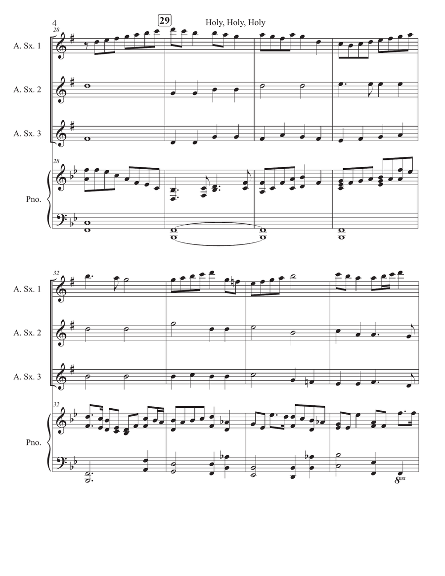 Holy, Holy, Holy Holy, Holy, Holy Woodwind Trio scores gallery preview page 4