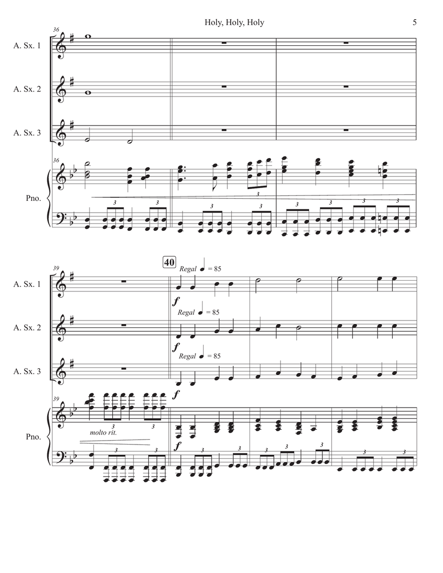 Holy, Holy, Holy Holy, Holy, Holy Woodwind Trio scores gallery preview page 5