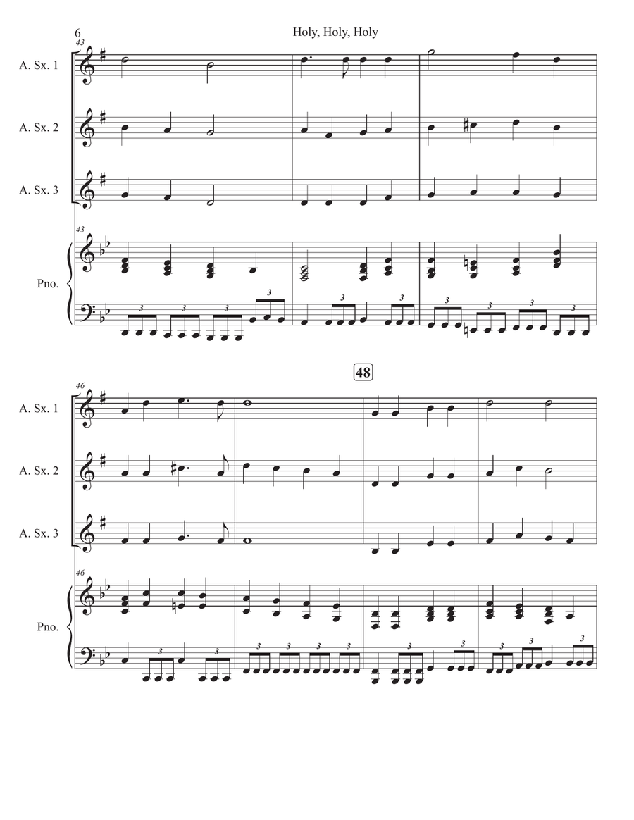 Holy, Holy, Holy Holy, Holy, Holy Woodwind Trio scores gallery preview page 6