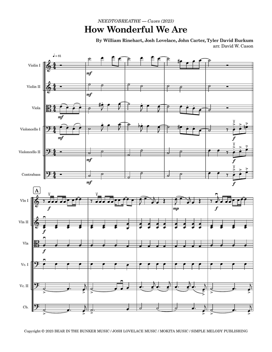 How Wonderful We Are String Orchestra scores gallery preview page 1
