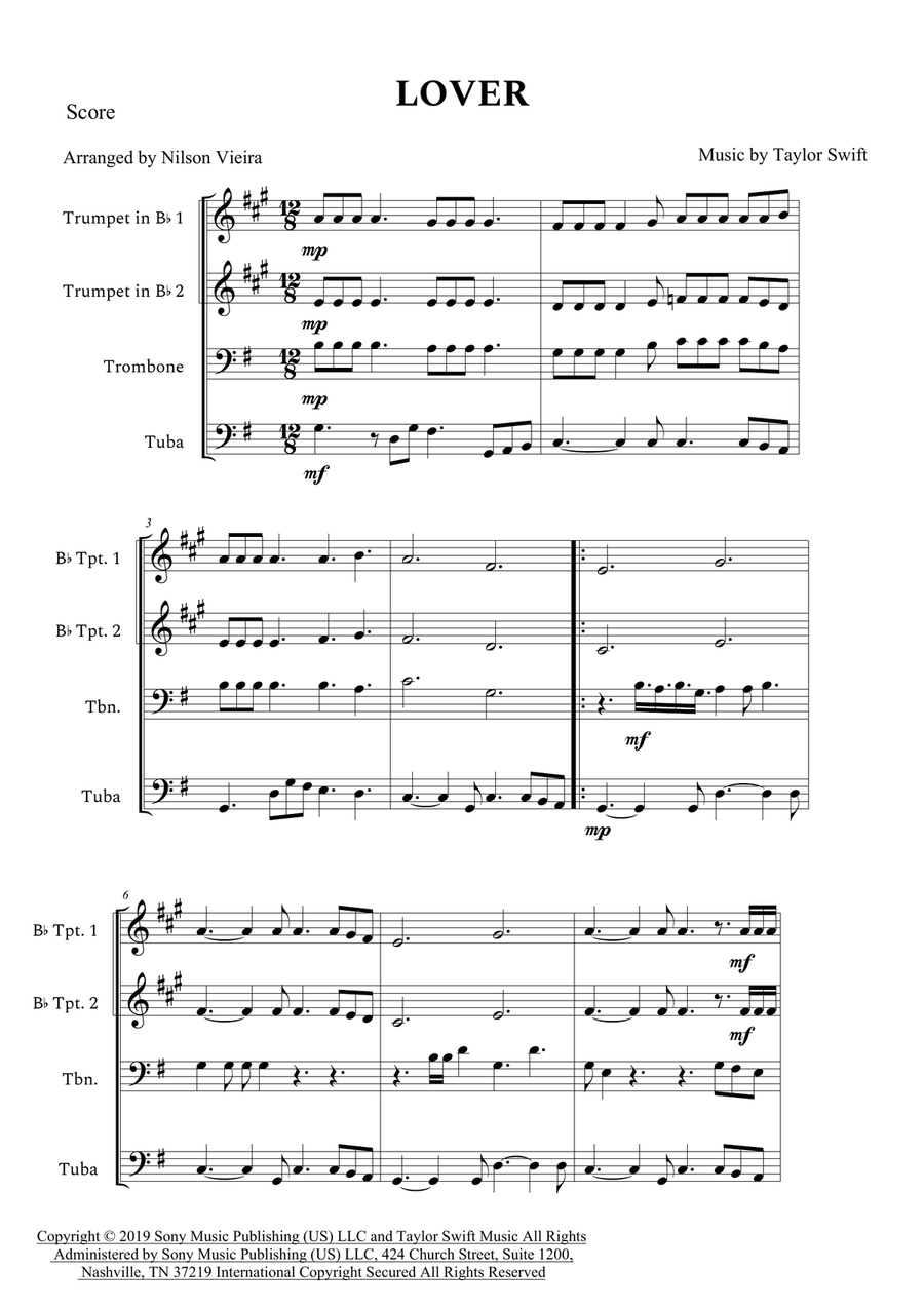 Lover Brass Quartet scores gallery preview page 1