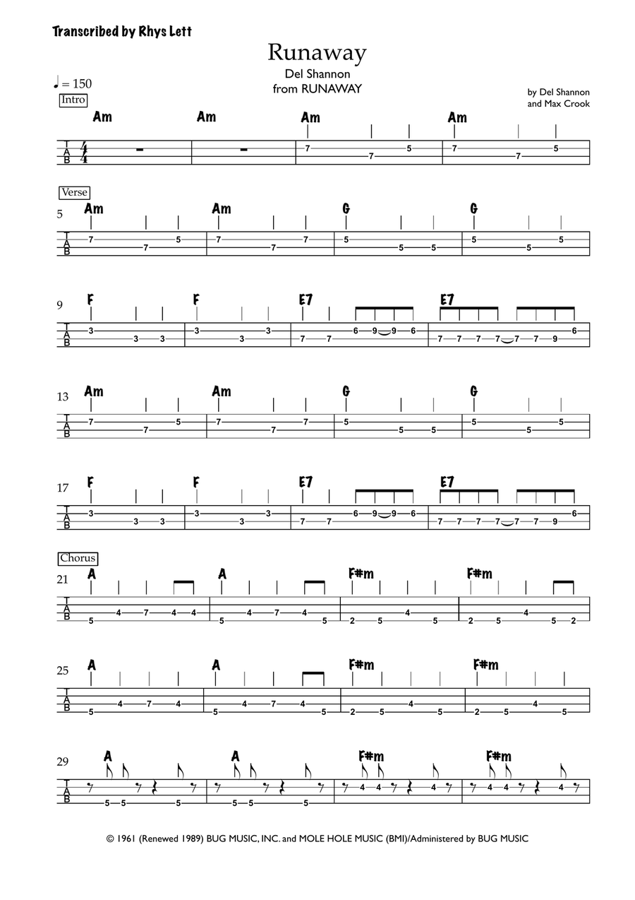 Runaway Runaway Acoustic Guitar scores gallery preview page 1