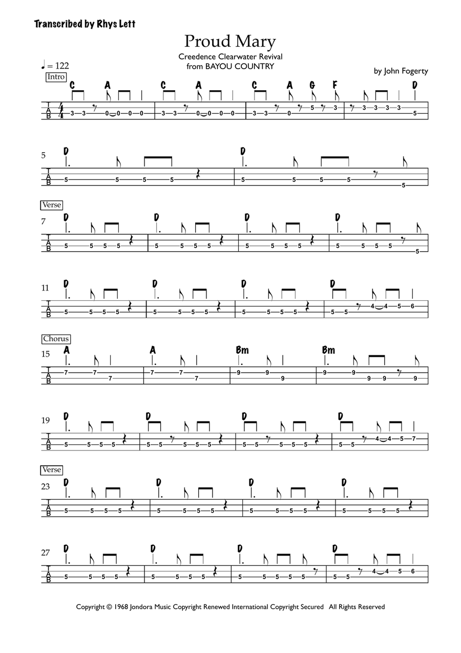 Proud Mary Proud Mary Acoustic Guitar scores gallery preview page 1