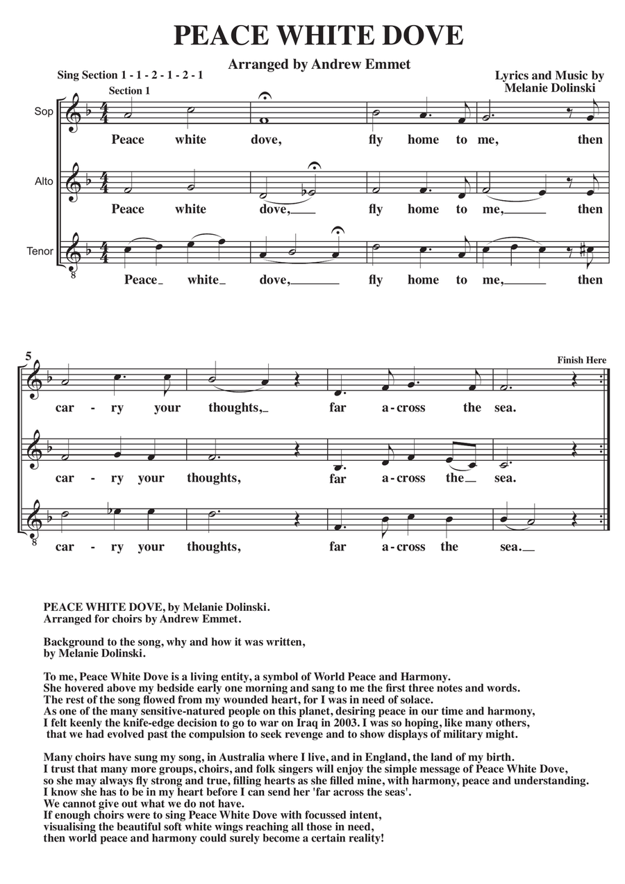 Peace White Dove A Cappella SAT SAT scores gallery preview page 1