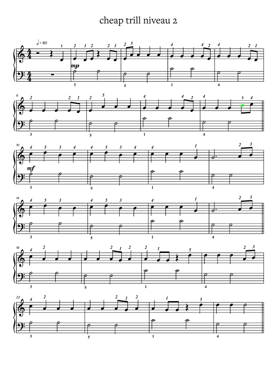 Cheap thrills niveau 2 Cheap thrills niveau 2 Easy Piano scores gallery preview page 1