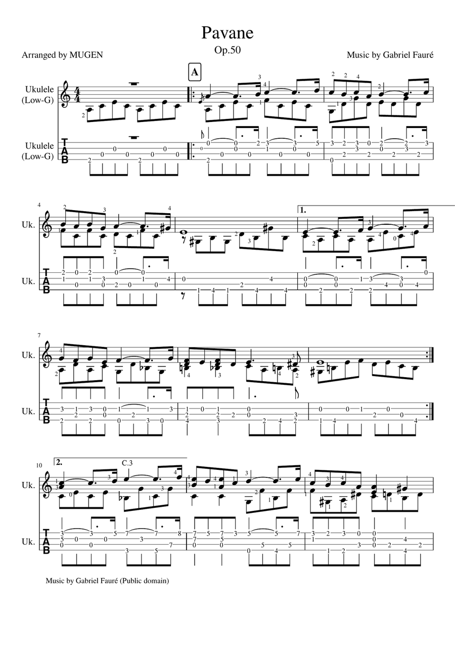 Pavane Pavane Ukulele scores gallery preview page 1