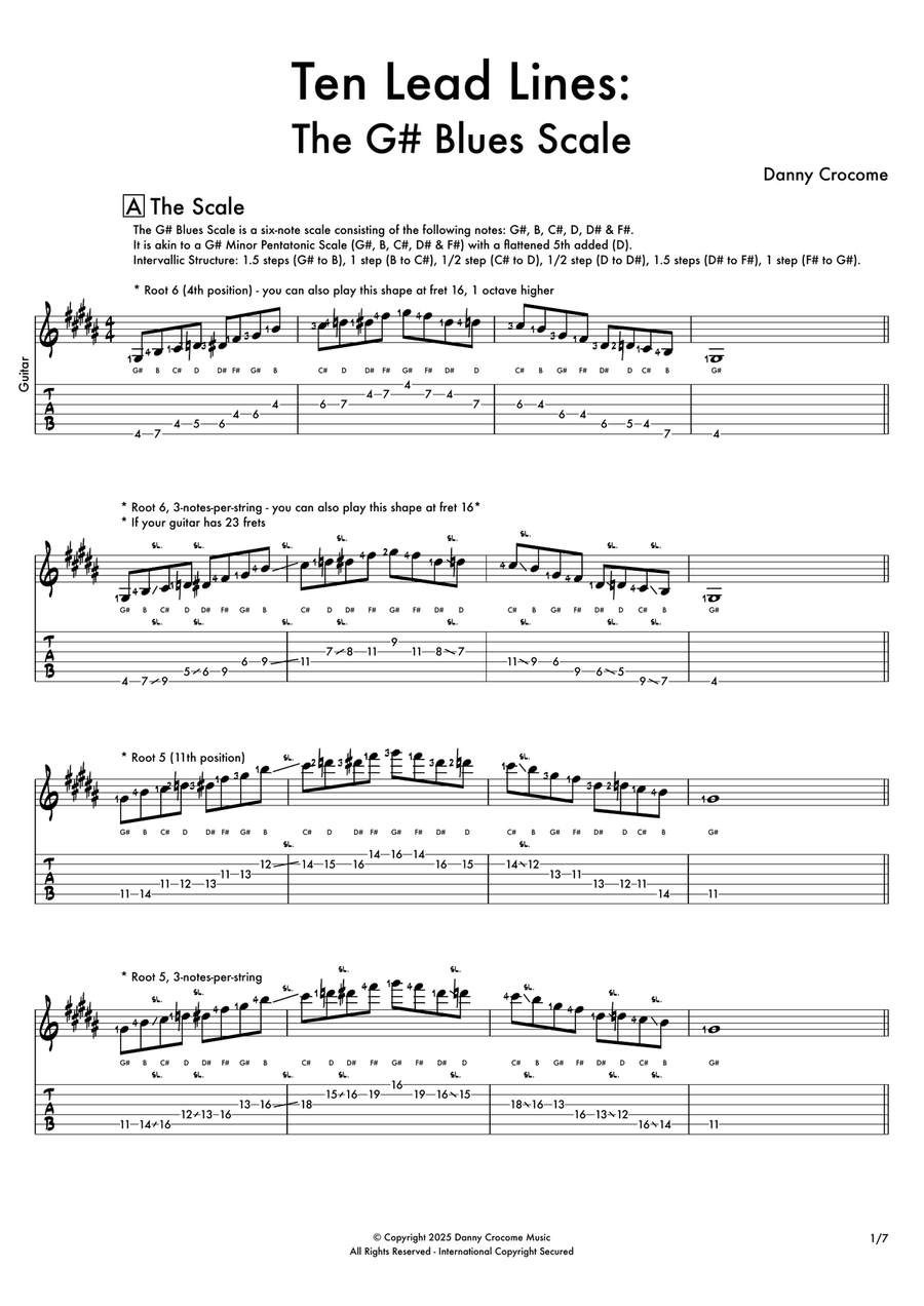 Ten Lead Lines: The G# Blues Scale Electric Guitar scores gallery preview page 2