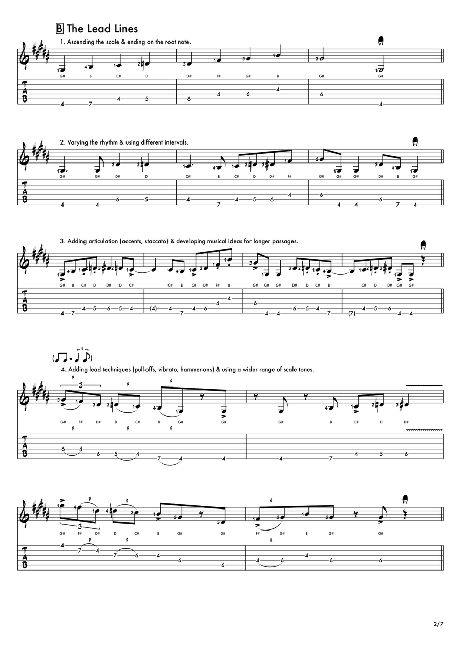 Ten Lead Lines: The G# Blues Scale Electric Guitar scores gallery preview page 3
