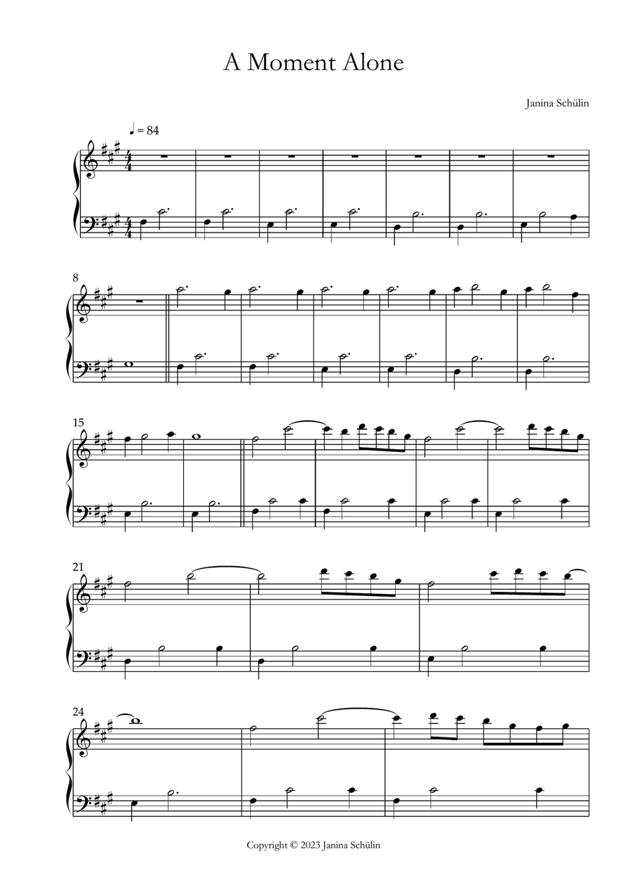 A Moment Alone A Moment Alone Piano Solo scores gallery preview page 1