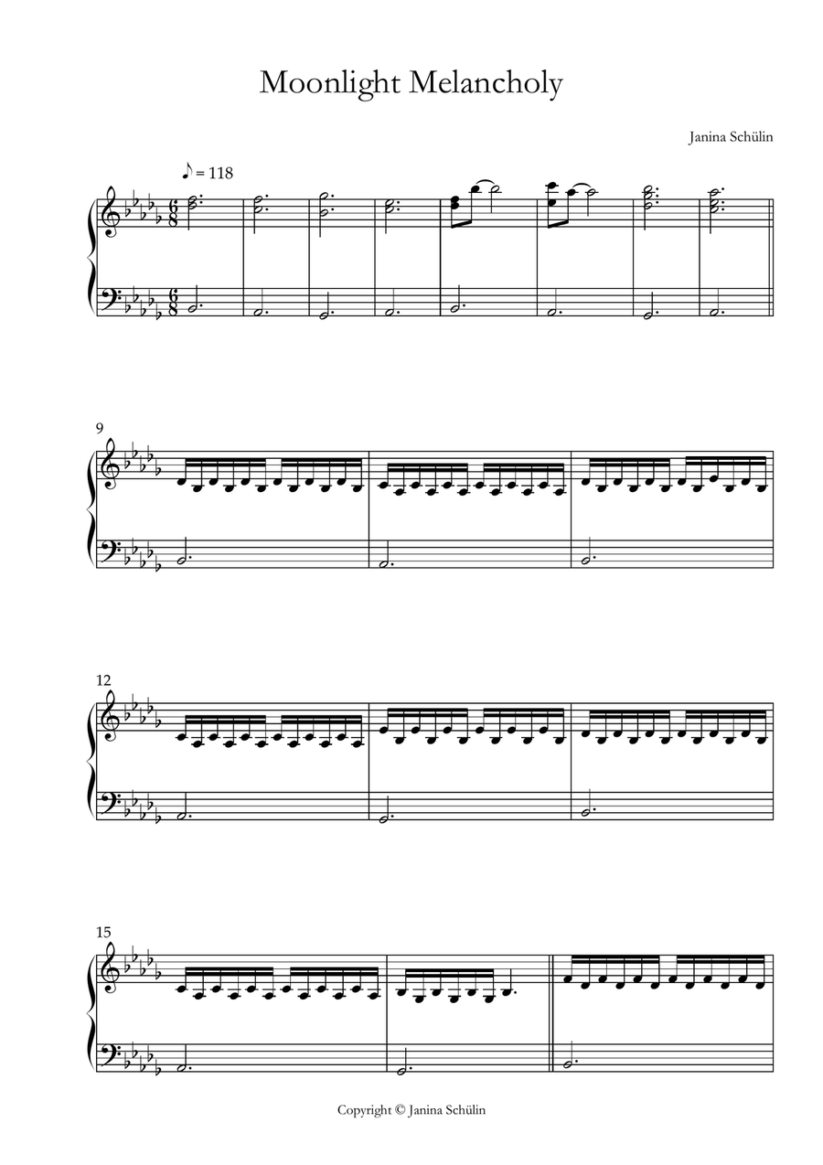 Moonlight Melancholy Moonlight Melancholy Piano Solo scores gallery preview page 1