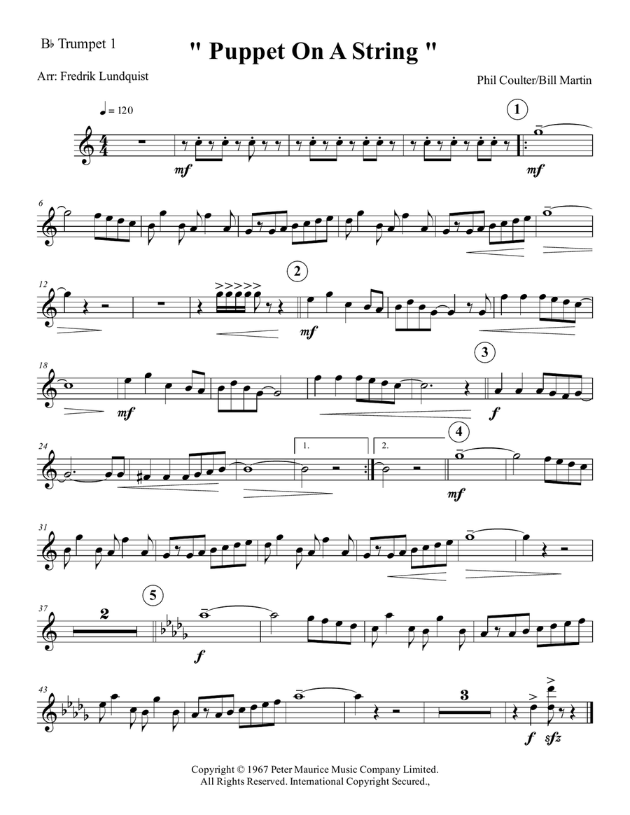 Puppet On A String Baritone Horn TC scores gallery preview page 1