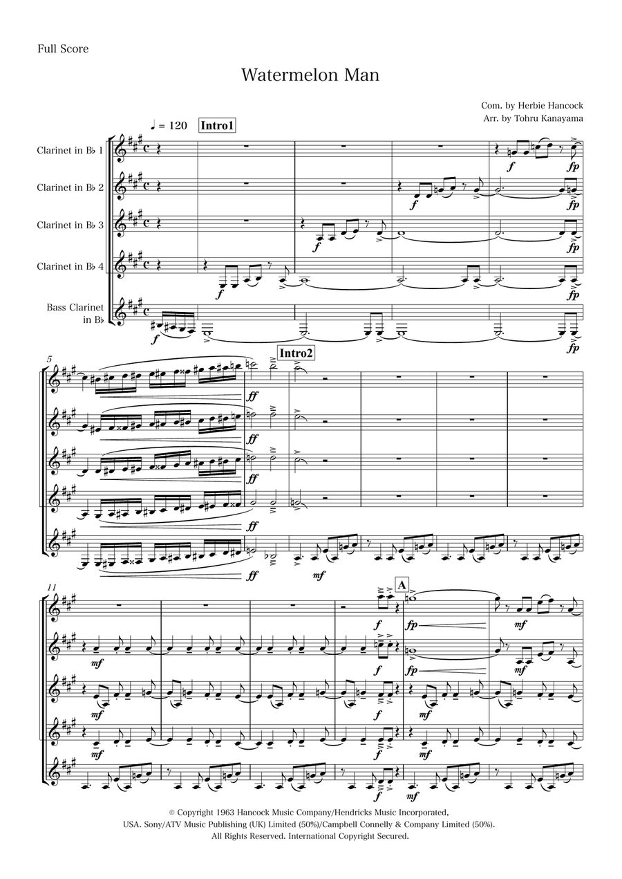 Watermelon Man Watermelon Man Clarinet Quintet scores gallery preview page 1