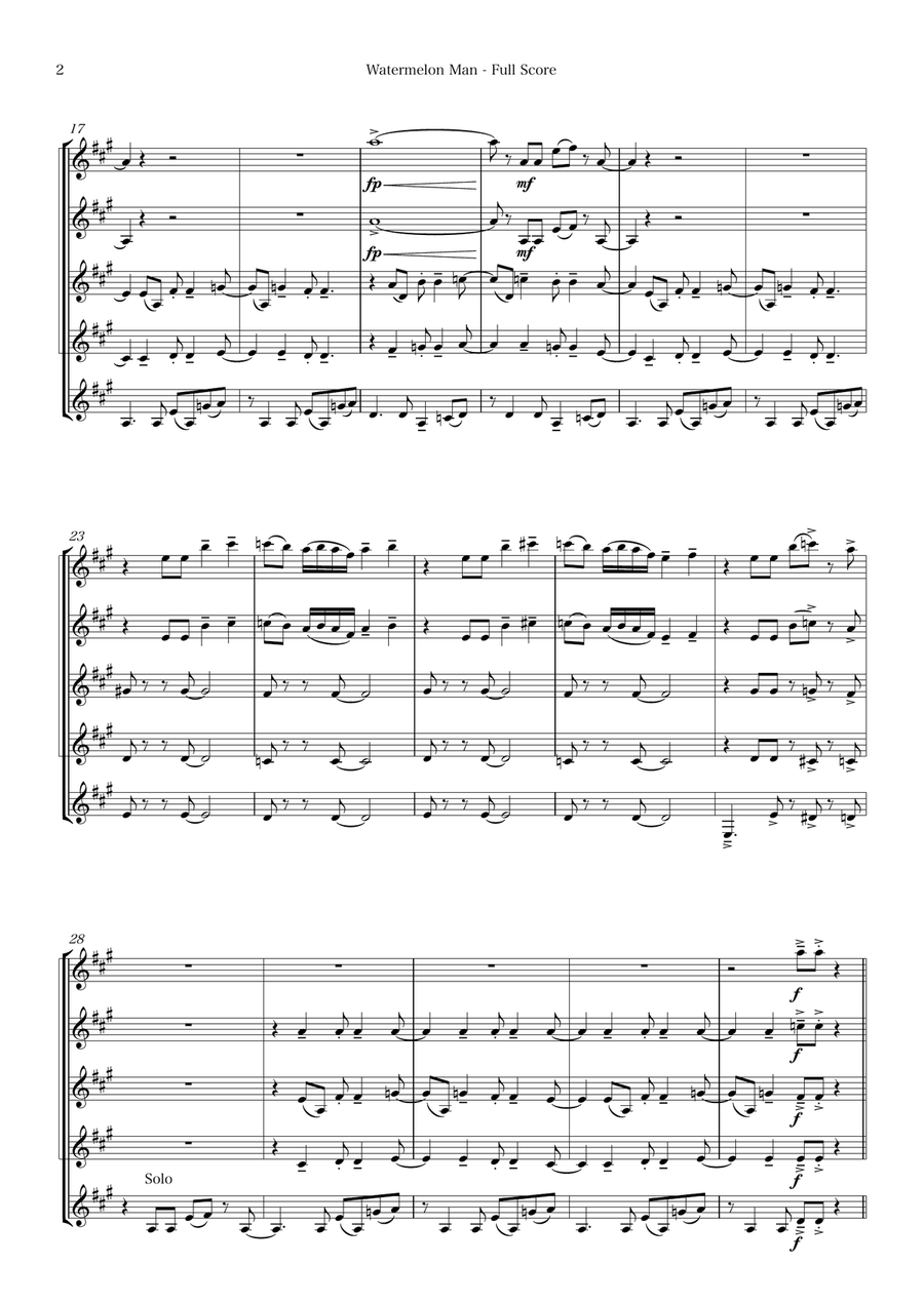 Watermelon Man Watermelon Man Clarinet Quintet scores gallery preview page 2