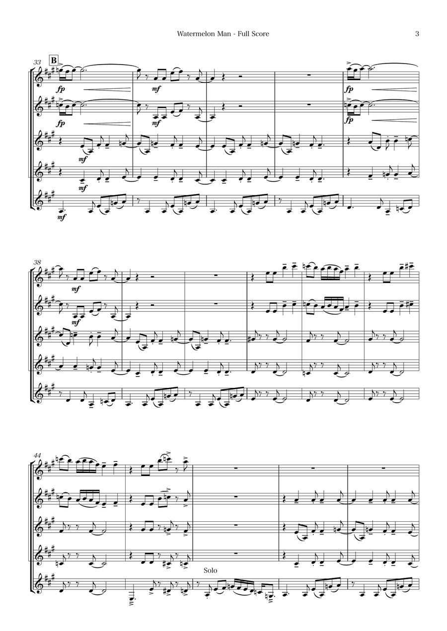 Watermelon Man Watermelon Man Clarinet Quintet scores gallery preview page 3