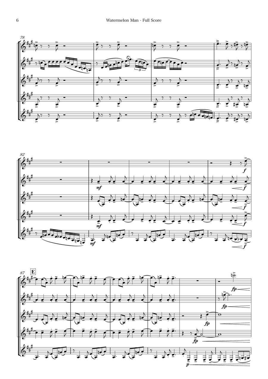 Watermelon Man Watermelon Man Clarinet Quintet scores gallery preview page 6
