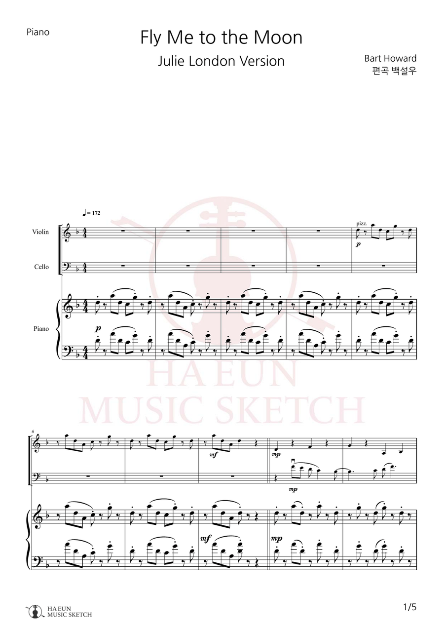 Fly Me To The Moon (In Other Words) Piano Trio scores gallery preview page 1