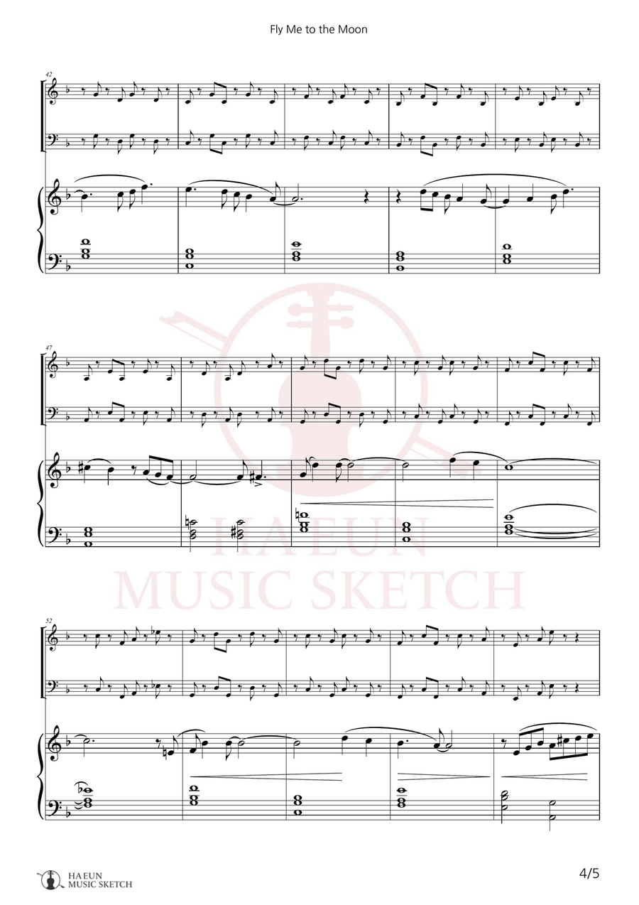 Fly Me To The Moon (In Other Words) Piano Trio scores gallery preview page 4
