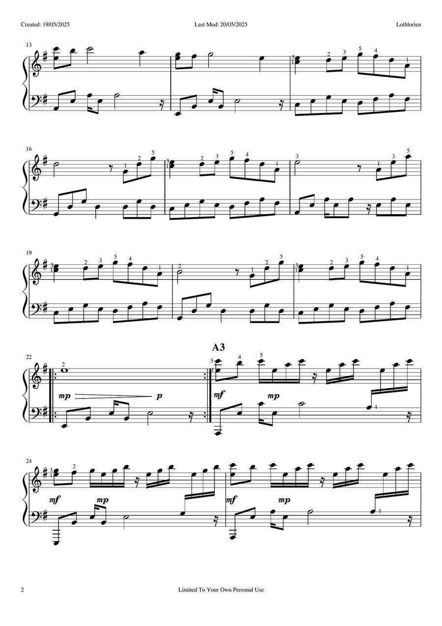 Lothlorien Lothlorien Piano Method scores gallery preview page 2