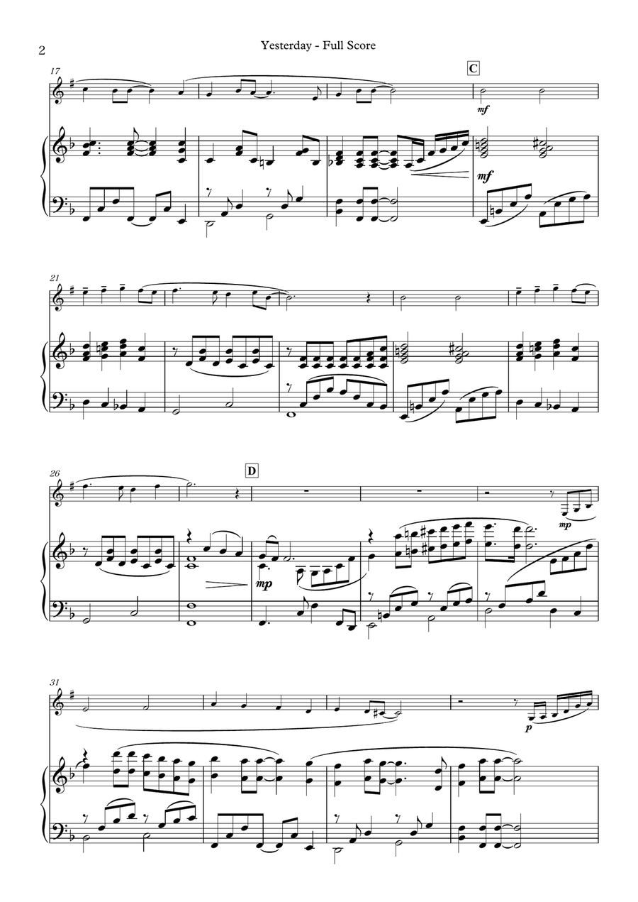 Yesterday Yesterday B-Flat Clarinet scores gallery preview page 2