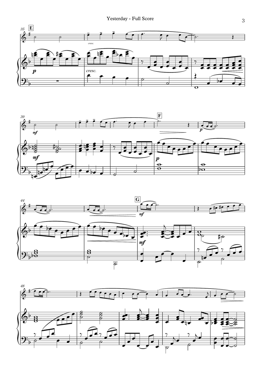 Yesterday Yesterday B-Flat Clarinet scores gallery preview page 3