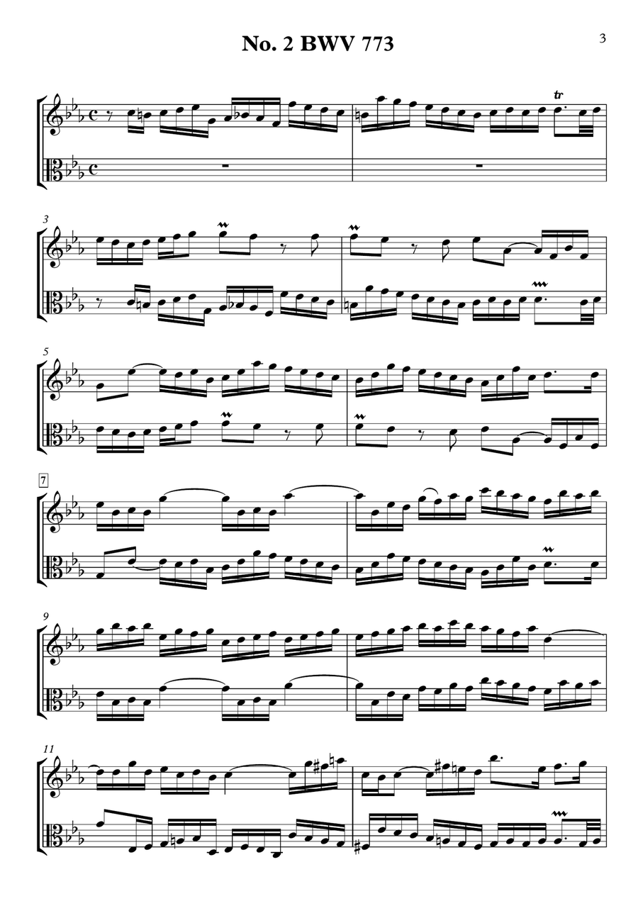 Two-Part Inventions BWV 772-786 for Violin & Viola String Duet scores gallery preview page 3