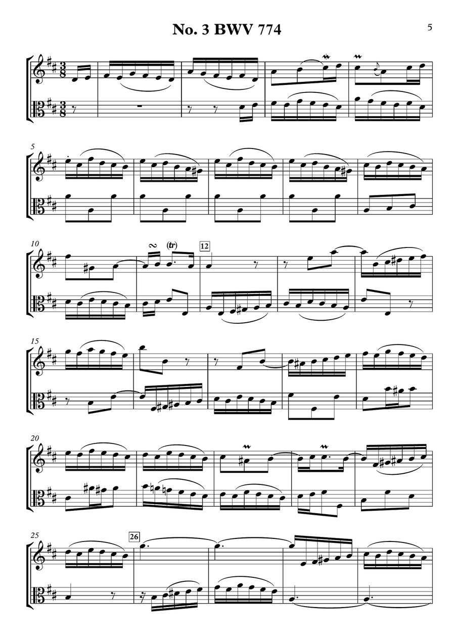 Two-Part Inventions BWV 772-786 for Violin & Viola String Duet scores gallery preview page 5