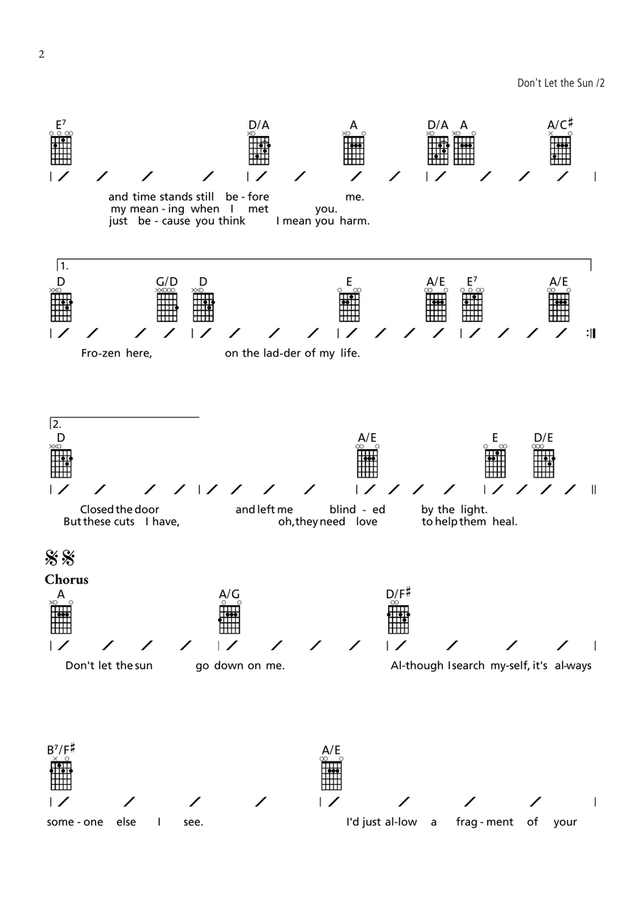 Don't Let The Sun Go Down On Me Acoustic Guitar scores gallery preview page 2