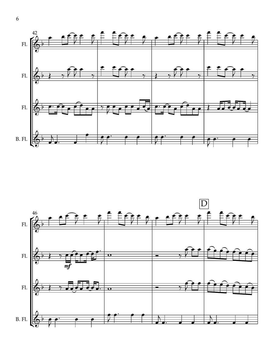 Just The Way You Are Just The Way You Are Flute Quartet scores gallery preview page 6